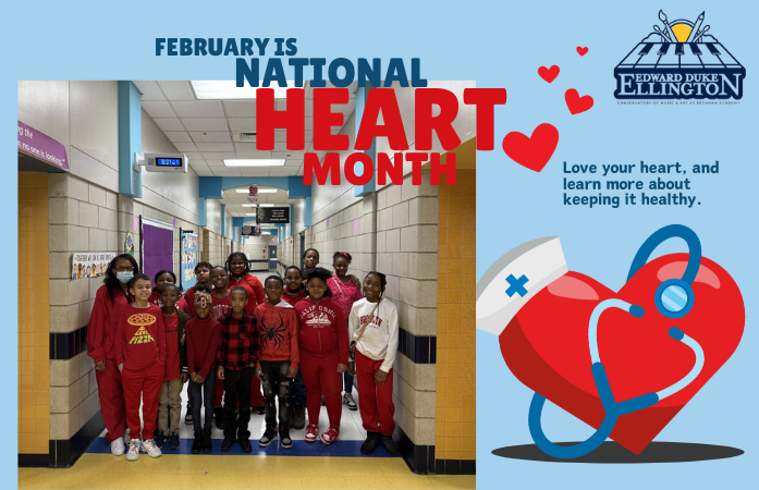  Teacher and student all wearing red to support hear month.